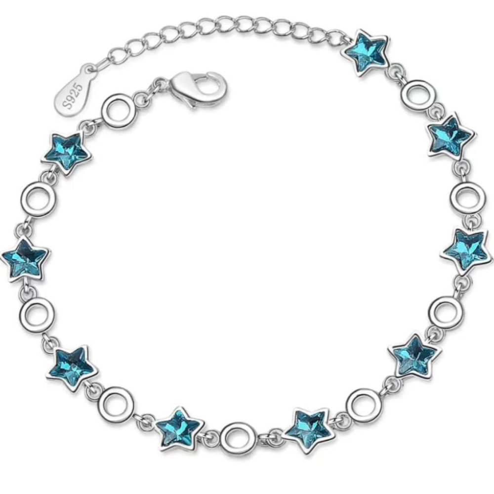 NEW Silver plated Charm bracelet with zircon stars